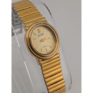Bill Blass Watch Women 19mm Gold‎ Case 6.25" Band- New Battery
